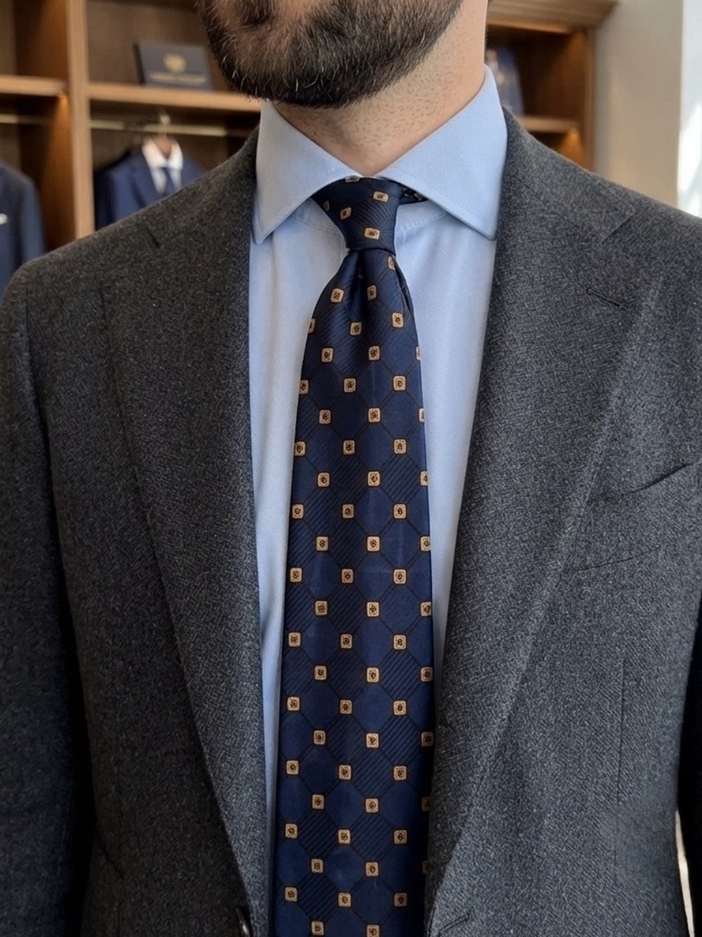 Classic Navy Patterned Tie